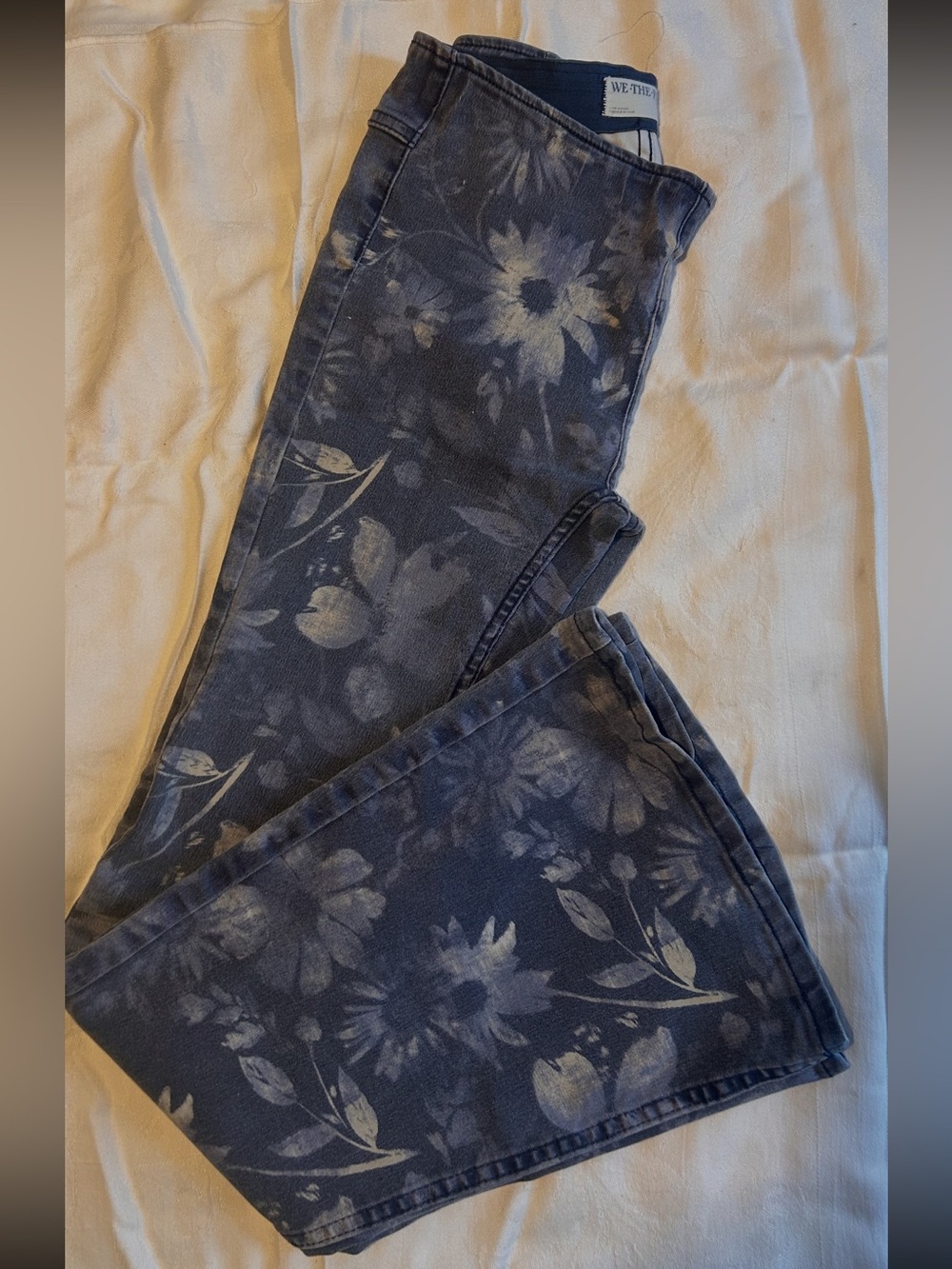 We The Free Floral Wide-Leg Flare Pull-On Jeans